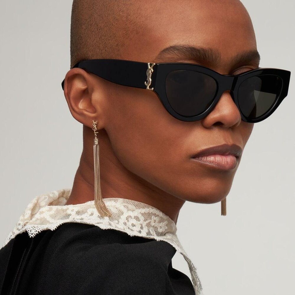 BRAND NEW Saint Laurent SLM94 001 Black Grey Cat Eye Women Sunglasses